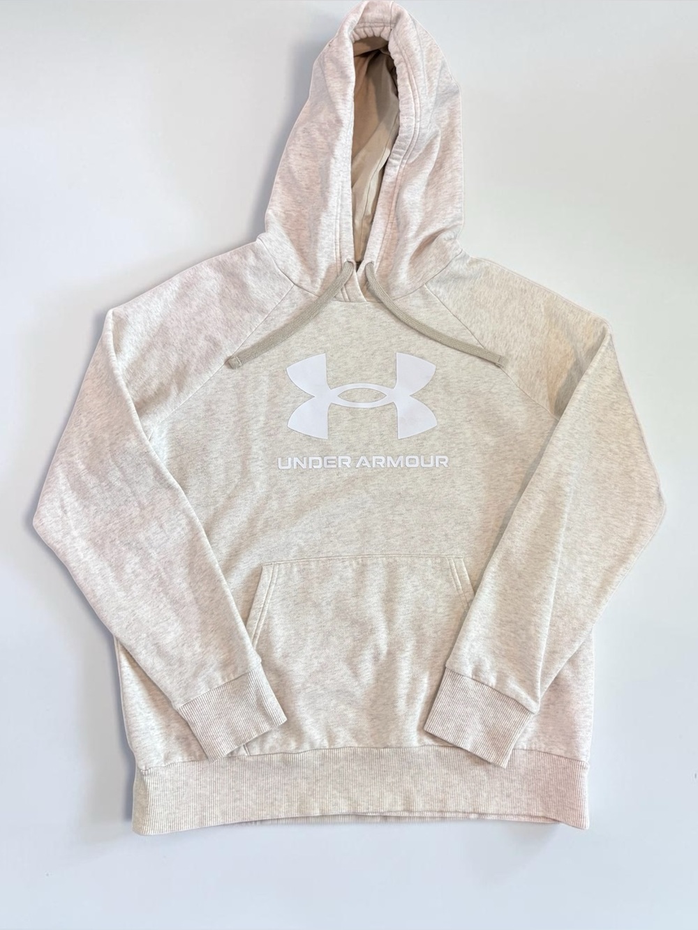 Under Armour Fleece Hoodie Pullover Sweatshirt Oatmeal Heather Men's Medium